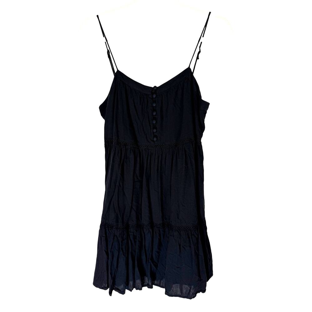 Urban Outfitters Black Sleeveless Lined‎ Baby Doll A-line Boho Mini Dress Size M